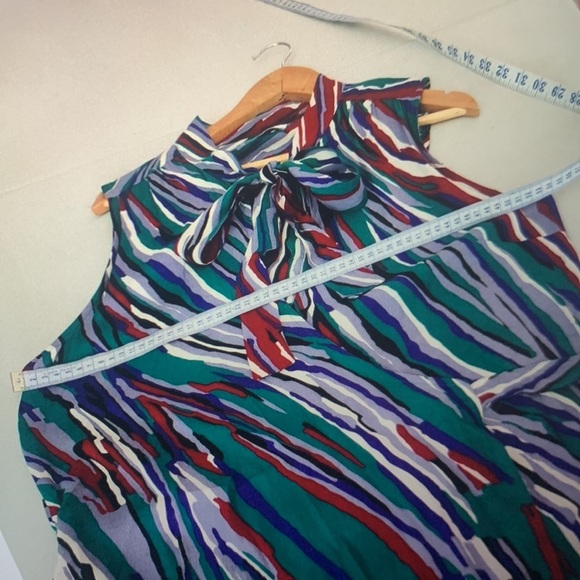 RODEBJER Wrap Bow Sleeveless Blouse JEWEL tones, IVORY & BLACK US L EUC - Picture 14 of 15